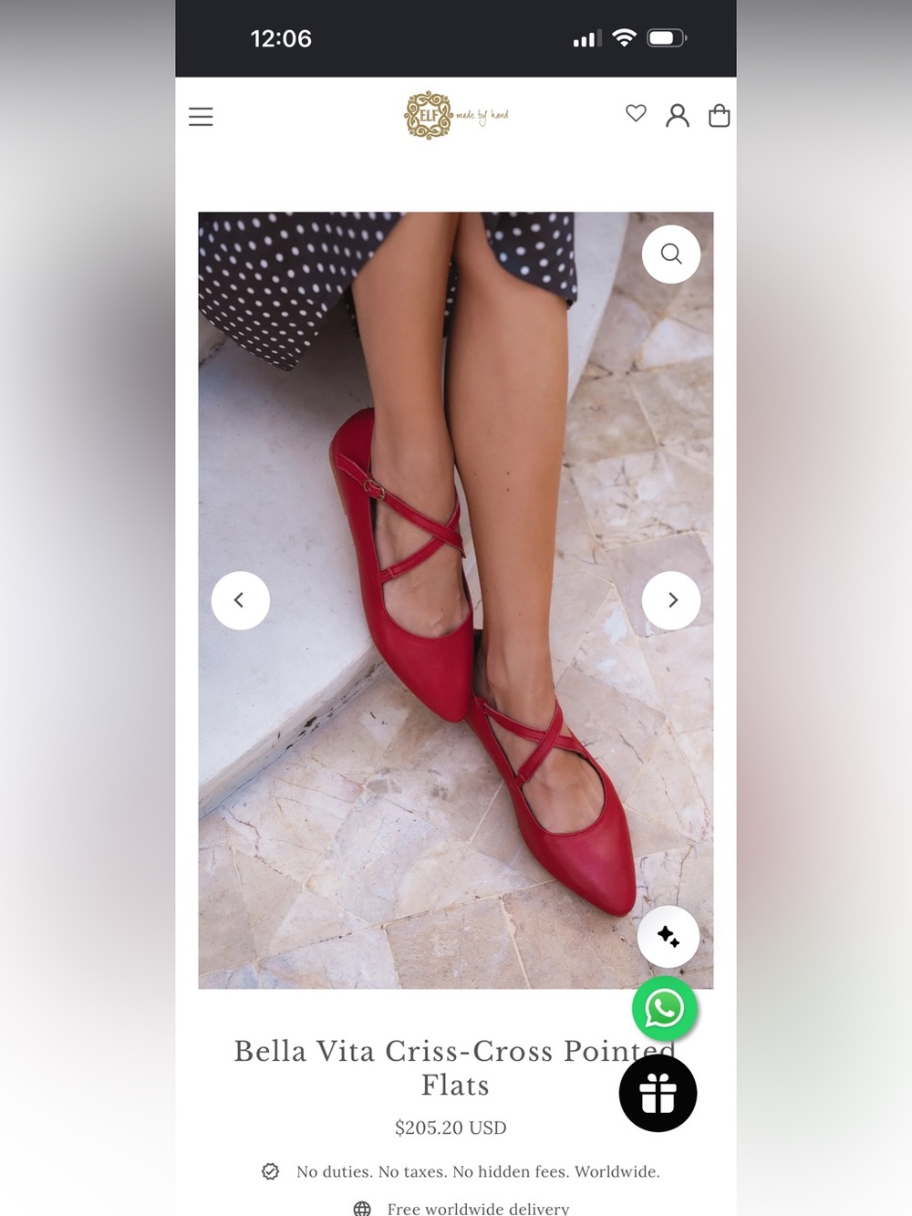 Bali Elf Red Criss-Cross Pointed Flats